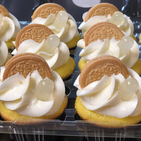 Lemon Drop cupcakes from Tissy Sweets & Bakery are lemon flavored cupcakes topped with amazing vanilla buttercream and a lemon Oreo.