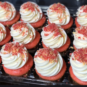 Strawberry Shortcake Crumble cupcakes by Tissy Sweets Bakery & Cafe in Washington, DC are a strawberry cupcake topped with rich vanilla buttercream and strawberry shortcake crumble.